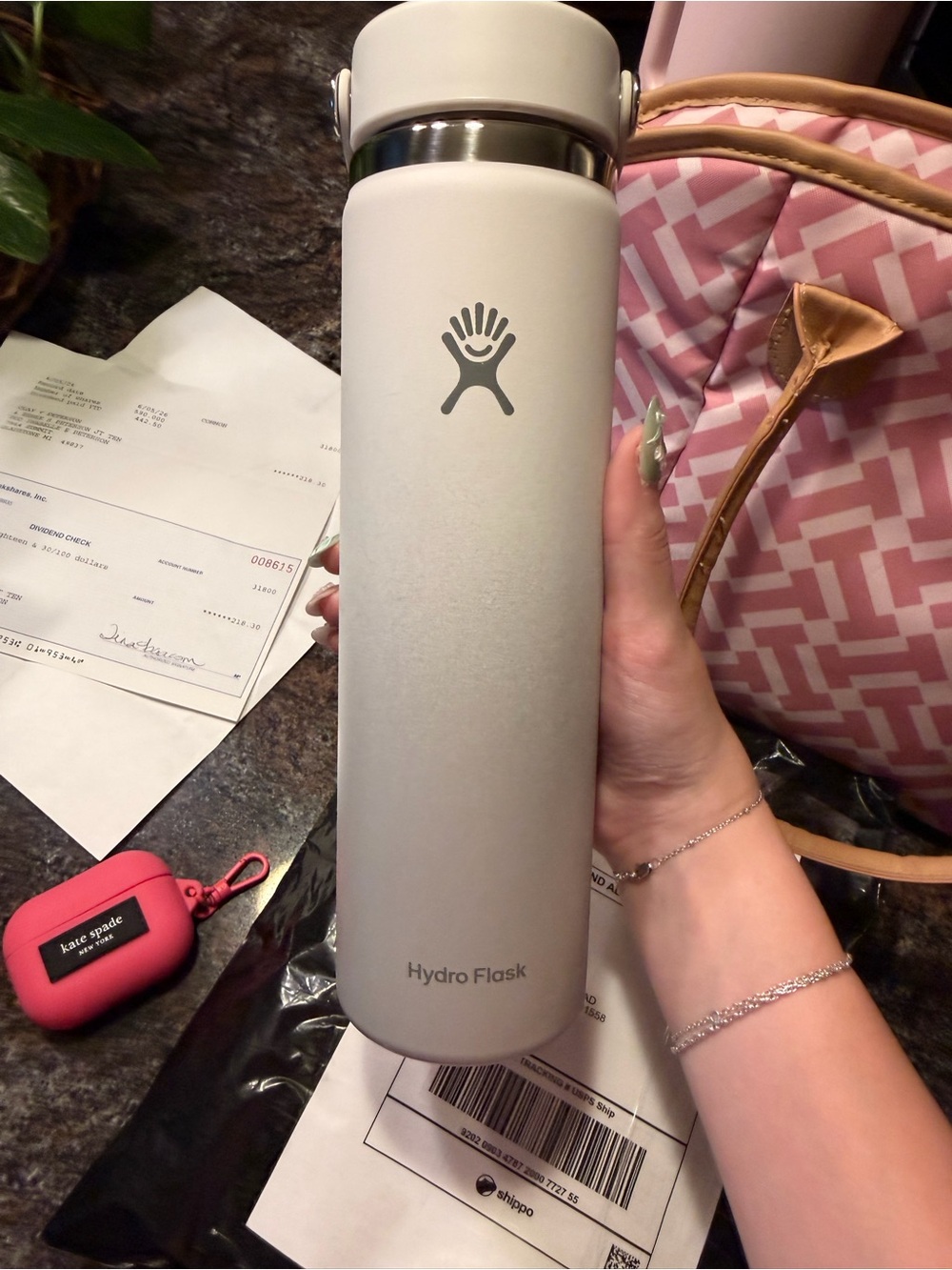Hydro Flask Slim Bottle in Matte White with Silver Accent